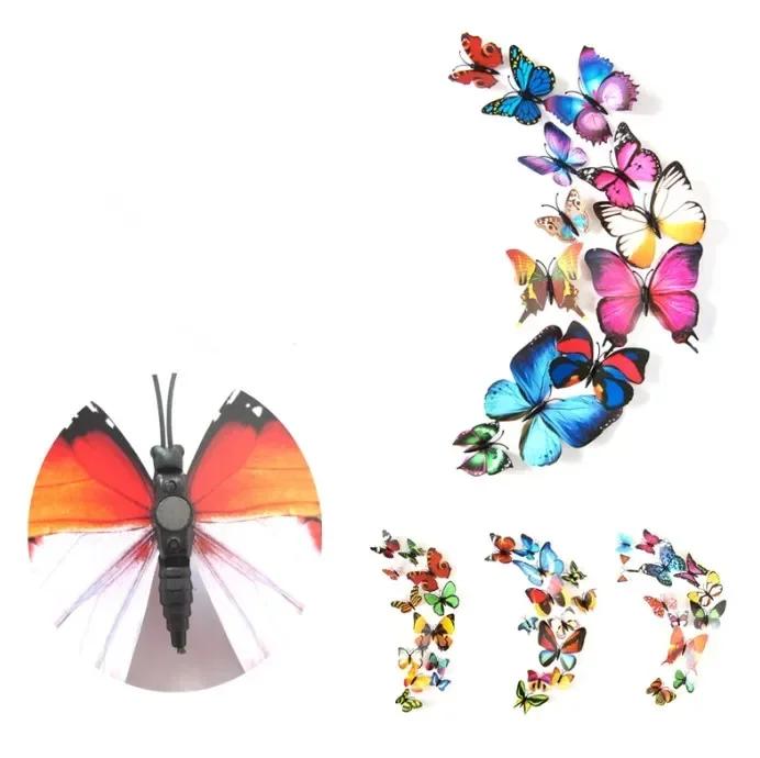 Heta rean 3D Fjäril Väggdekaler 12st 6st stora+6st små PVC 3D Fjäril Väggklistermärke för Heminredning