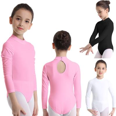 Criança manga longa mock pescoço profissional ballet dança collant meninas ginástica bodysuit unitard