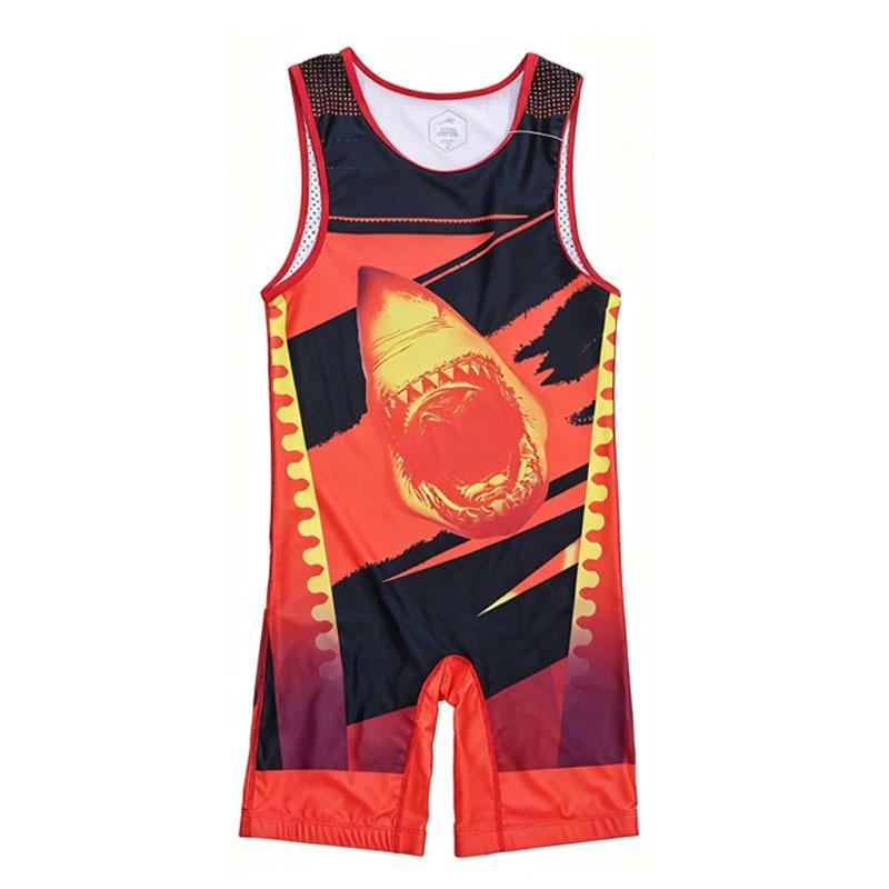 All-Over Sublimation Wrestling Singlet Mens Short Sleeve Gym Training Suit Unisex Adult Sportswear