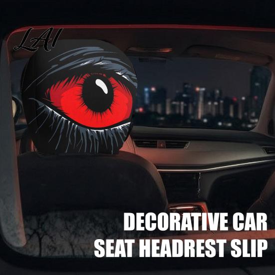 Humorous Car Seat Protectors Scary Ghost Face Headrest Covers Funny Expression Auto Spooky Cartoon Decoration for SUV Truck Elastic Vehicle Interior
