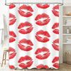 Red Lips Waterproof Shower Curtain Red Lipstick Pattern Bath Rug Decoration for Bathroom Accessories Set White Background One Si