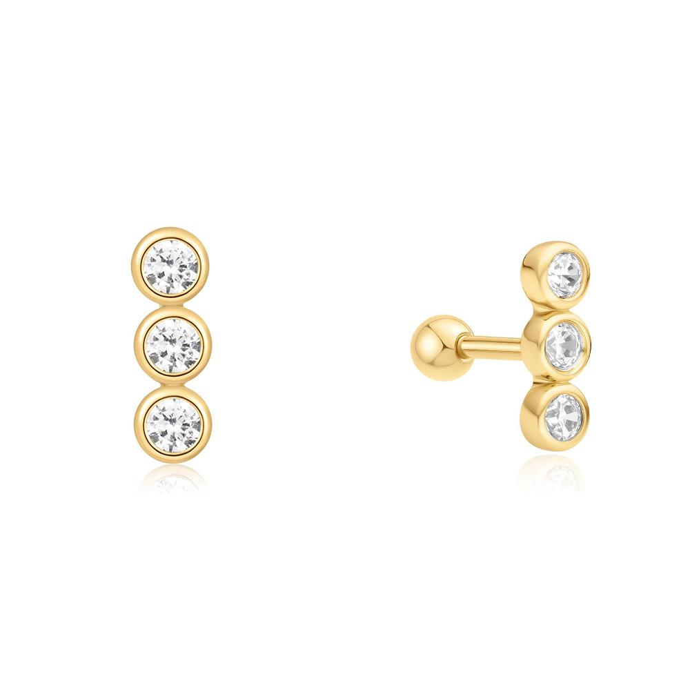 Ania Haie Gold Triple Stone Bezel Barbell Single Piercing E070-05G