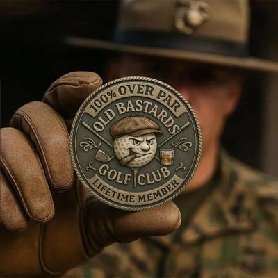 1/2/3/4/5 Piezas Over Par Old Bastards Moneda de Golf Tallado en Whiskey Hombres Palo de Golf Miembro Vitalicio Moneda de Desafío Moneda Souvenir de Metal Insignia Regalo de Broma para Golfista