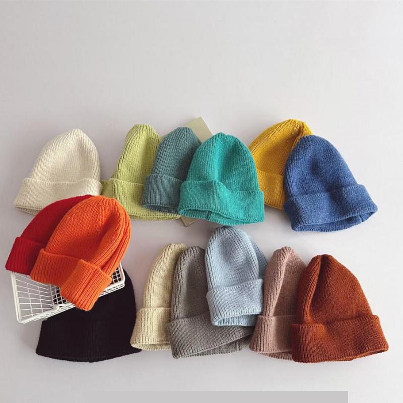 Kids Beanie Solid Color Knitted Baby Winter Hats For Children Warm Crochet Boys Girls Hat Toddler Cap Baby Bonnet Gorras Gorro