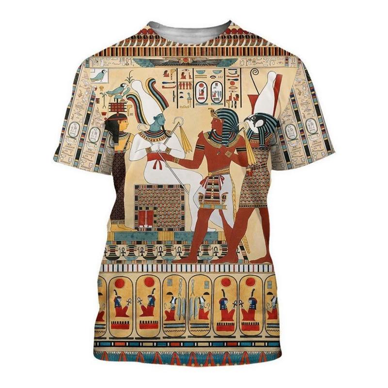 New Summer Unisex Trendy Vintage Pattern T-Shirt Ancient Egypt Symbol 3D Print Harajuku Casual Short Sleeve Plus Size Tops