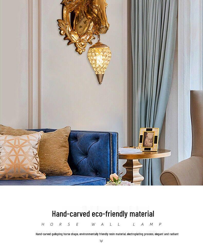 Electroplated Horse Head Luxury Wall Lamp for Living Room or Corridor