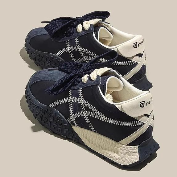 

Retro color matching inner height increase moral training shoes women s 2025 spring new platform sports shoes Forrest Gump shoes leather dad shoes 35 бежевый