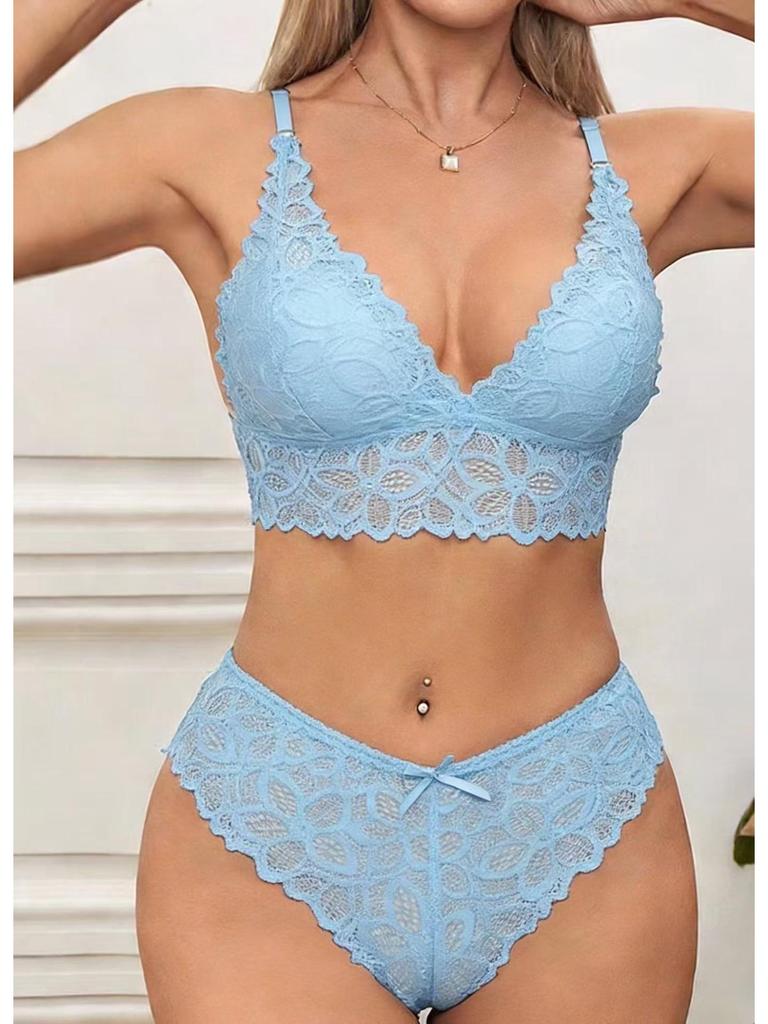 Women's Summer Lace Wireless Bra & Panties Set - Breathable & Skin-Friendly