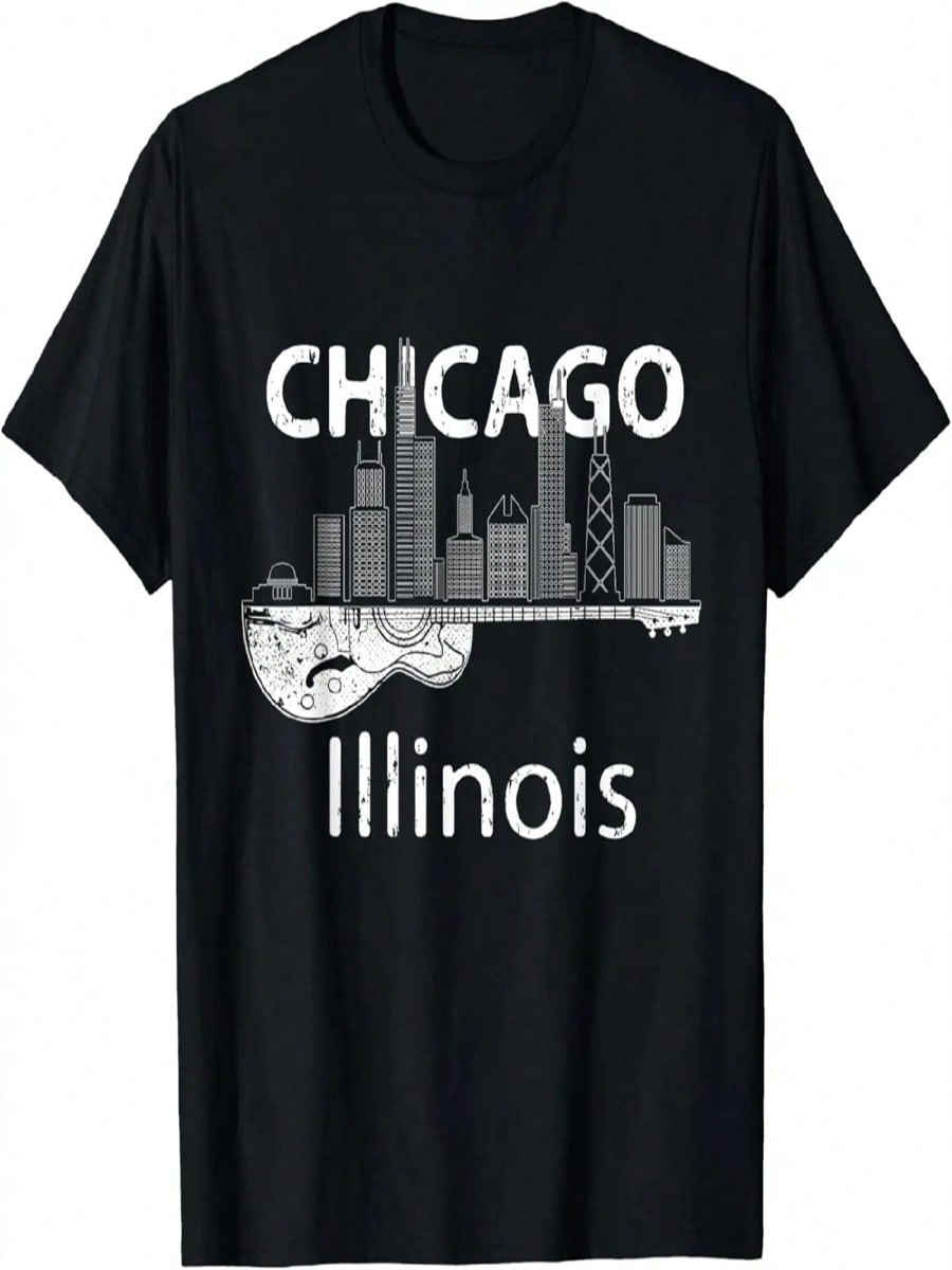 Chicago Souvenir  Illinois Music Electric Guitar T-Shirt S разноцветный