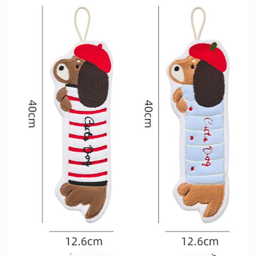 Quick Drying Cleaning Towel Hanging Dishcloths Cute Dachshund Shaped Hand Towel  Bathroom
