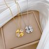 Cubic Zirconia Flower Pendant Necklace for Women 2025 New Fashion Stainless steel Jewelry Wedding Party Accessories