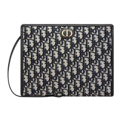 Dior Montaigne Řada 30 Klasická plátěná kosmetická taštička s výšivkou monogramu Spojka Dámské tašky Denimově modrá S2107UTZQ_M928