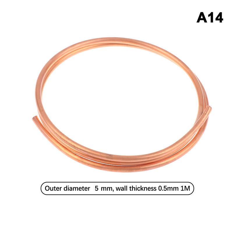 1Meter Copper Soft Copper Tube Coil Od 1.6~5.0Mm Id 0.5~1.0Mm Pure Coppers Wire Pipe Airs Conditioner Cooling Diy Crafts