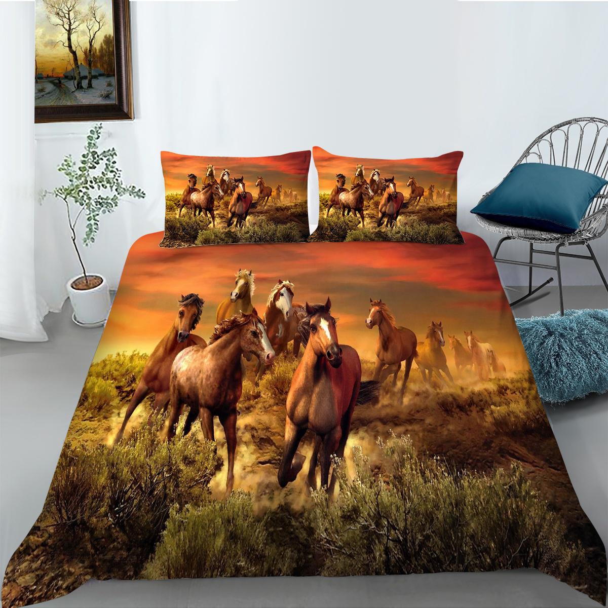 

Комплект постельного белья 3D Horse Series с рисунком животных, пододеяльник, наволочка, 2 или 3 предмета, подходит для украшения дома в комнатах для любителей животных AU Queen 210x210cm