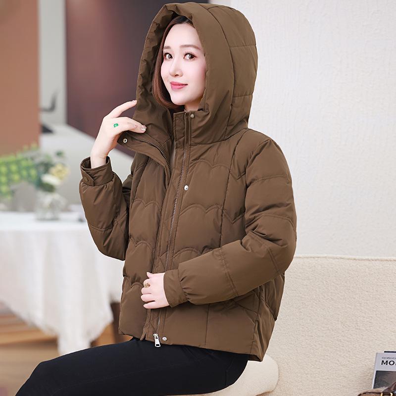 Women's 2024 Winter Hooded Short Down Jacket - Petite, Thickened, Warm White Duck Down Coat for Middle-Aged Mothers