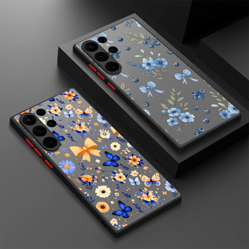 S25 Ultra Case Lovely Butterfly Bowknots Floral Pattern Cover For Samsung Galaxy S25 Edge S24 Ultra S23 S22 Plus S21 FE Capa Funda