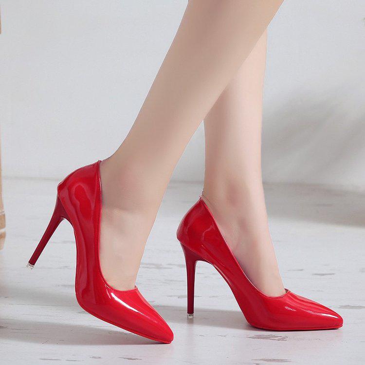 Große Größe 35 45 Damen Prägnant Beflockt Hohe Absätze Pumps Spitze Klassisch Rot Grau Damen Hochzeits Büro Schuhe Eleganter Stiletto Absatz Kleid Pumps