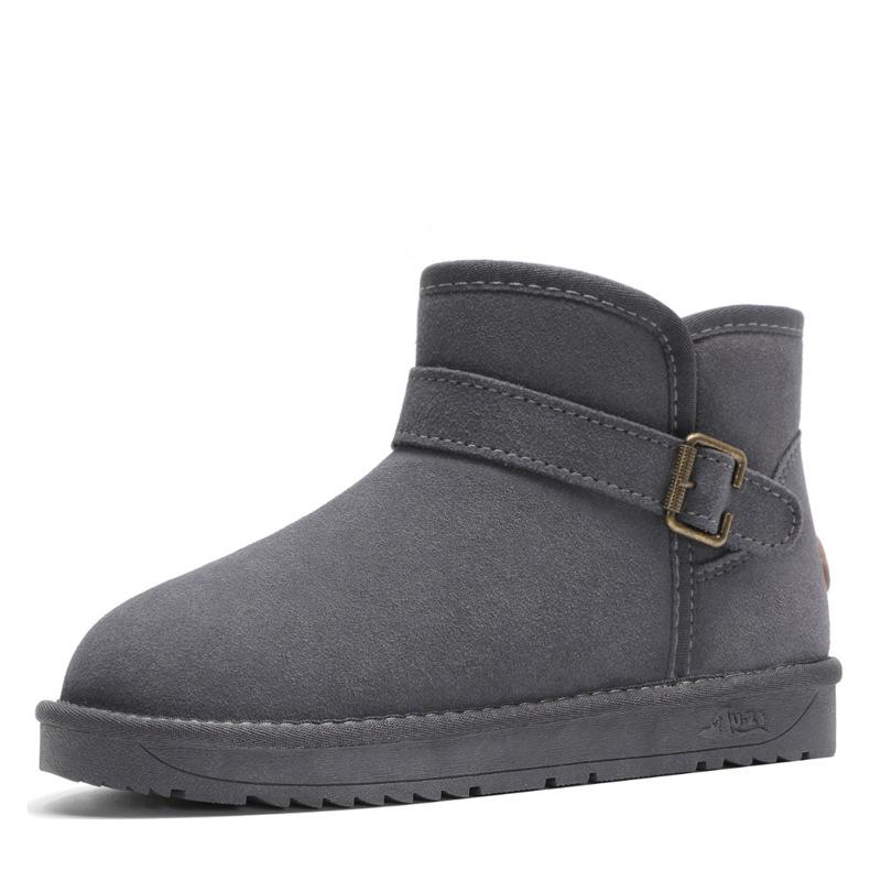 Australia Style Snow Boots Men Genuine Cowhide Leather Warm Fur Plush Insole Shoes Men 'S Winter Buckle Strap Ankle Boots