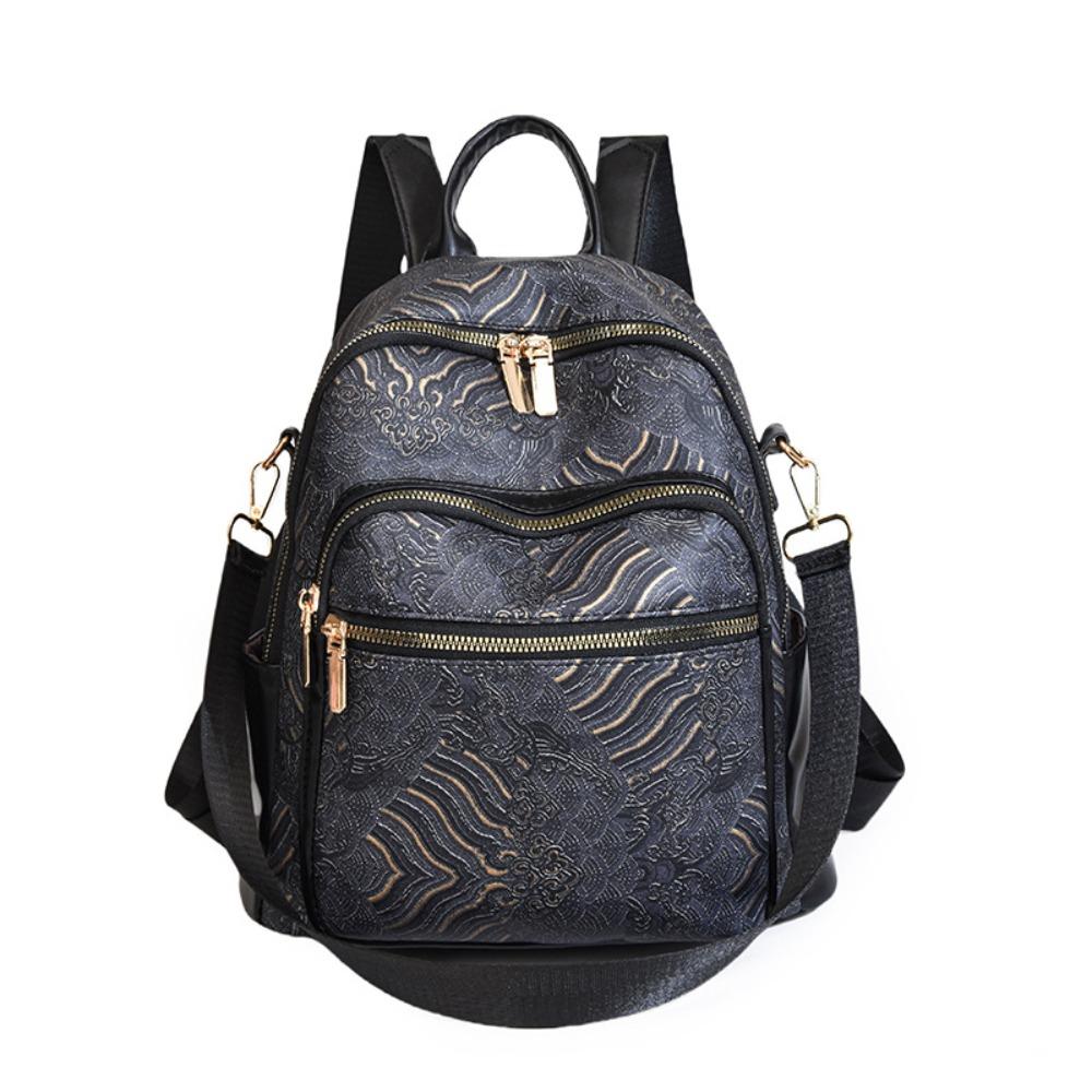 

Top Handle Women Casual Backpack Pu Mini Travel Backpack Japanese Ethnic Style Shoulder Bag Women чёрный