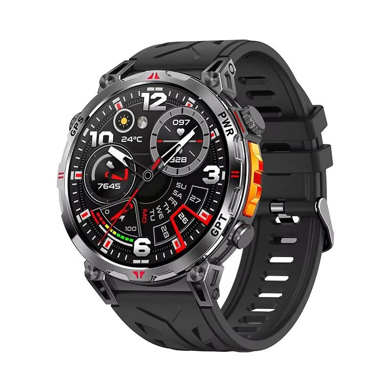 KC93 Men Smart Watch 1.56inch AMOLED GPS Positioning Outdoors Sports Fitness Tracker Bluetooth Calling Large Battery Smartwatch