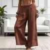Women Pants Solid Color Trousers with Spring Autumn Casual Elastic Waist Wide Leg Long Pants Work Travel Daily
