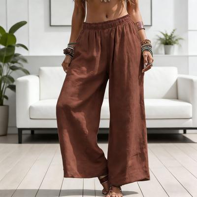 Dámské kalhoty Jednobarevné Široké kalhoty s elastickým pasem Jaro Podzim Ležérní Dlouhé kalhoty Práce Cestování Denní nošení