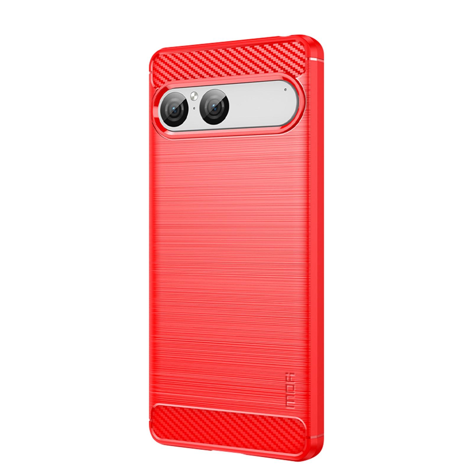 

For Sony Xperia 10 VII Back Cover MOFI Brushed Texture Carbon Fiber Soft TPU Case