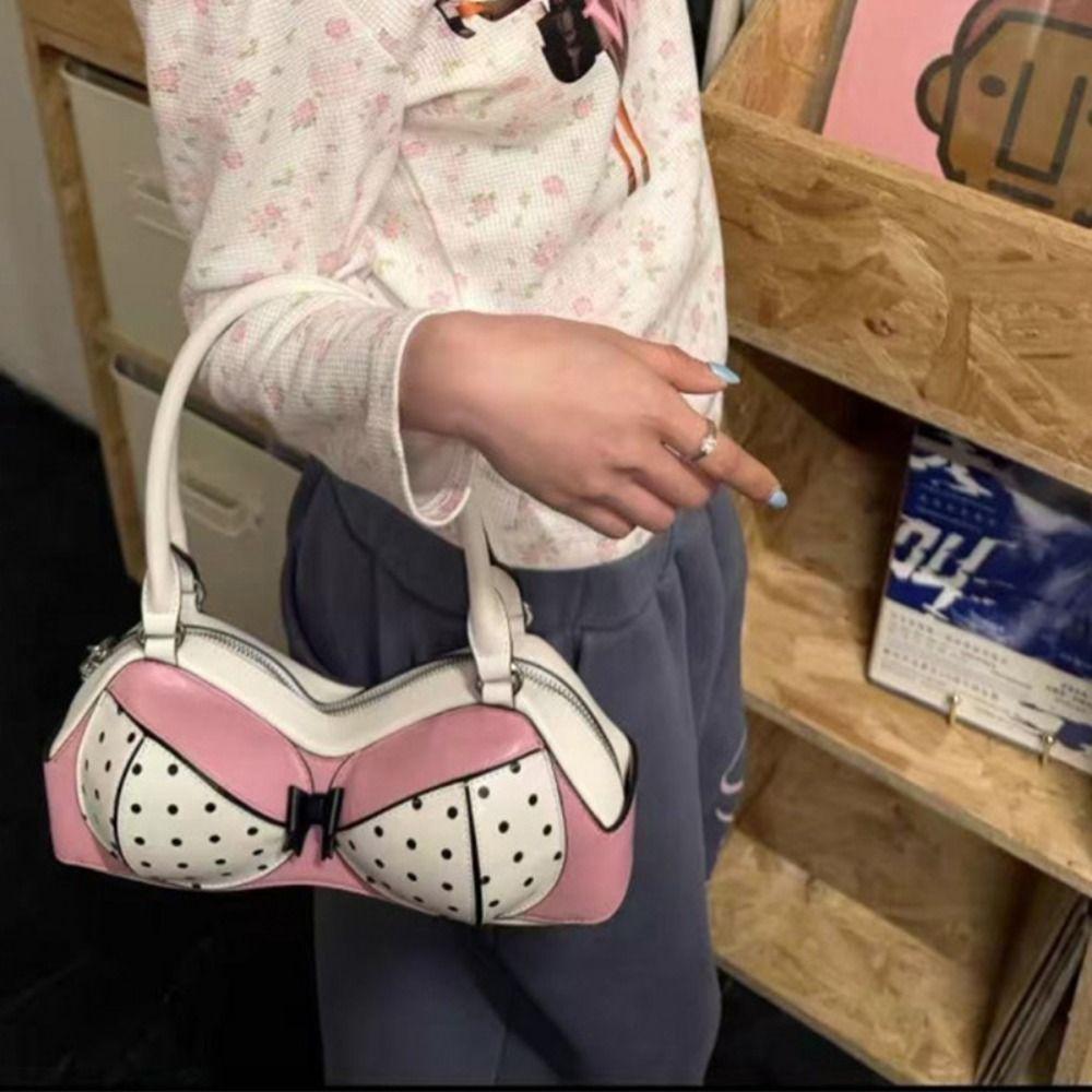 Bra Shape Pink Bikini Handbag Korean Style Underarm Bag Casual Printing Handbag  Ladies