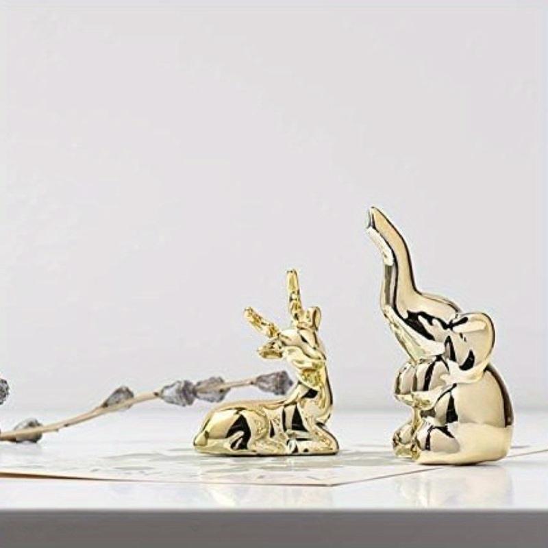 Ceramic Animal Figurines Ornaments, Gold Home Decor Sculptures and Statues Handmade Artware Gifts