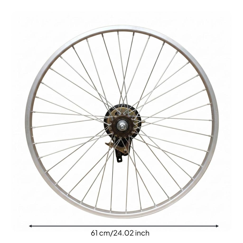 Single Speed Bicycle Rear Wheel Rim 26 Inch Metal Spoke Complete Assembly
