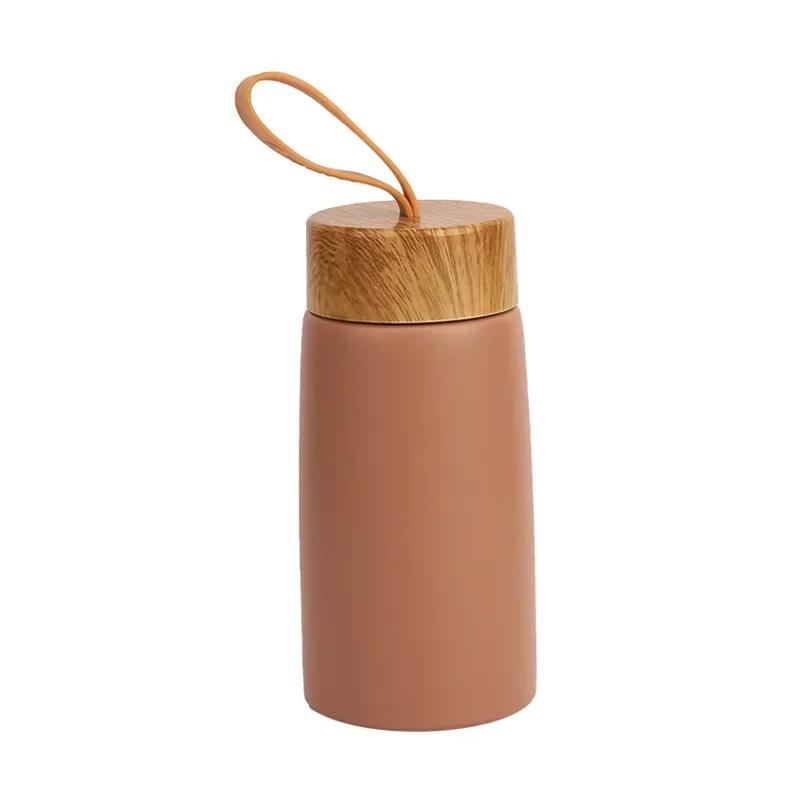 280ML Wood Grain Stainless Steel Water Bottle Vacuum Flask Thermal Large-capacity Portable Cups Long-term Thermal Insulation Mug