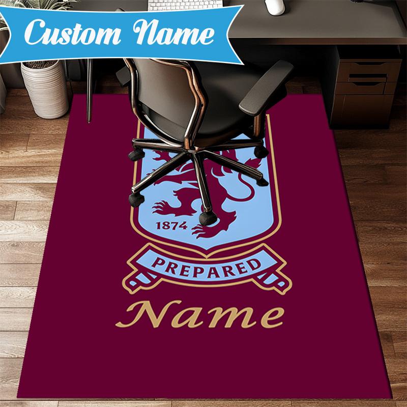 Custom Name Aston-Villa Pride Rug Game Carpet, Floor Mat for Bedroom Living Room Entryway Rug, Home Decor Idea Gift for Christmas birthday