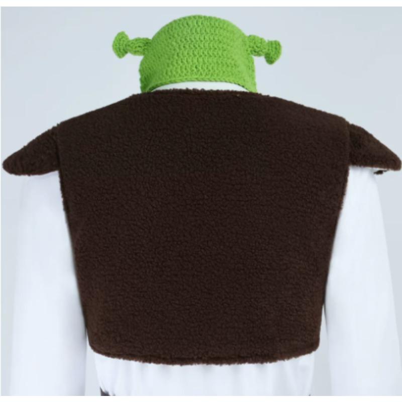 Monster Shrek Cosplay Costume Shrek Cosplay Halloween Shrek Cosplay Costumes Green Hat Shrek Top Leather Vest Pants for Men