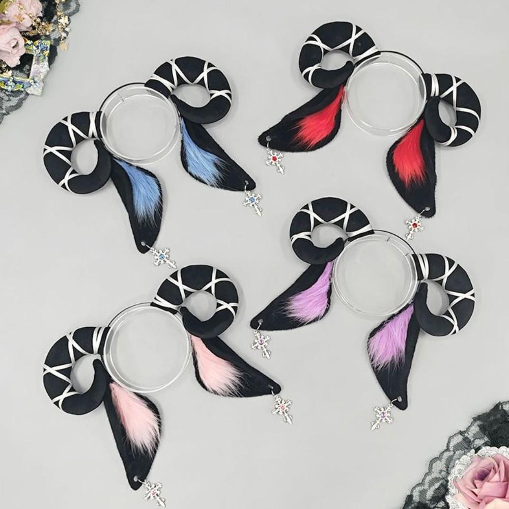 Soft Devil Goat Horn Headband Cute Cosplay Headwear Sheep Ears Hair Band Lolita Accessories