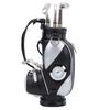 Mini Desktop  Golf Bag Pen Clock  Zinc Alloy PU Leather with Golf Pens Souvenir Set GiftBlack