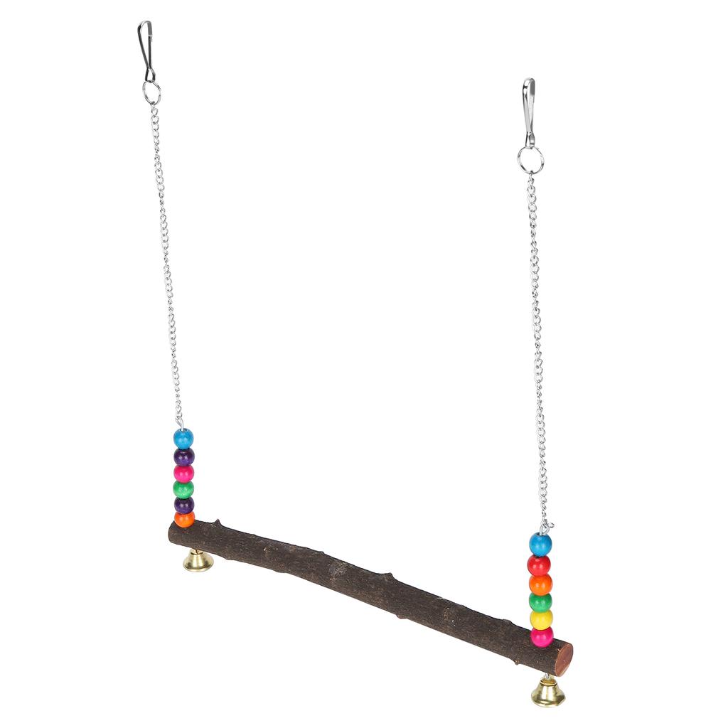 Chicken Swing Toy Suspensible Wooden Chicken Perch Pet Swing Toy with Flat Bar