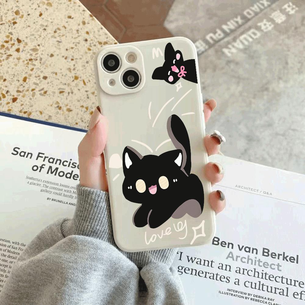 

Cute Starry Cat with Slogan Pattern Phone Case for iPhone 17 16 15 14 13 12 11 16E Series Pro Max Plus Double Layer Protection iphone 16 E