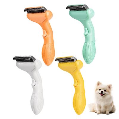 Pet Detangling Brush Stainless Steel Blades Dog Undercoat Rake Self-Cleaning Grooming Tool Pet Dematting Comb for Dogs And Cats