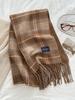 Women'S Imitation Cashmere Plaid Print Knitted Scarf Headscarf Casual Tassel Scarve Ladies Mujer Wrap Shawl Winter New Korean