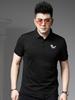 European Station 2025 Summer New Men's Business Casual Lapel T-Shirt Trendy Badge Short Sleeve Polo Shirt for Men
