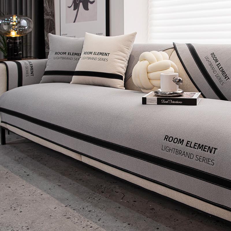 

Светлая роскошная серая диванная подушка Four Seasons, универсальная нескользящая синель, современный высококачественный кожаный чехол, тканевый чехол 70*70cm