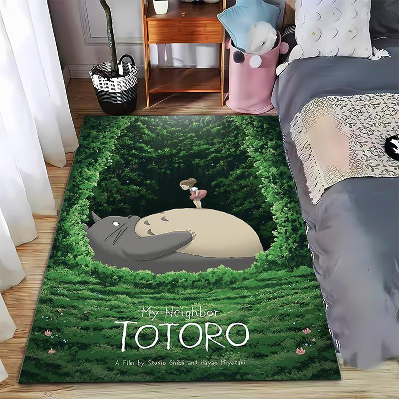 Nostalgic My Neighbor Totoro Girl on Belly Forest Ghibli Poster printed carpet rug for living room bedroom dorm entryway floor decor