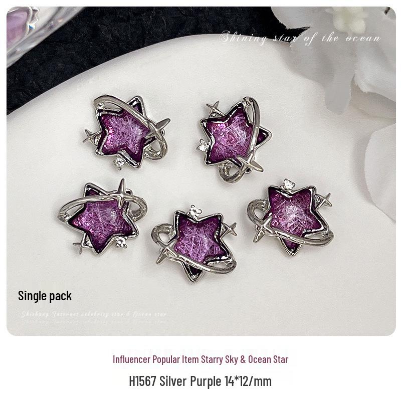Nail Art Ocean Star Rhinestones - Large Five-Pointed Star Rays Inlaid Rhinestones, Trendy Wearable Nail Decoration