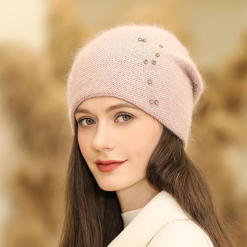 Warm Hat Women's Knitted Wool Hat Ear Protection Warm Winter Windproof Fashion Pullover Hat