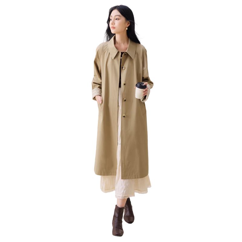 Xiangying Women s British Style Modal Cotton Mid-Length Trench Coat XL
