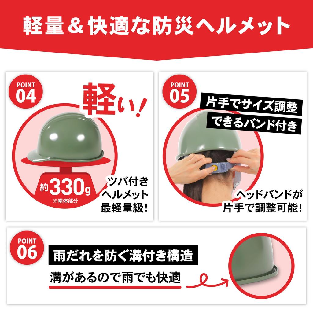 Disaster Prevention Helmet Made In Japan Nationally Certified Disaster Prevention and Crime Prevention Direct (Olive)