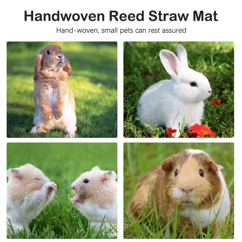 Rabbit Grass Chew Mat Small Animals Hamster Guinea Pig Cage Edible Rabbit Mats for Cages Bird Nests Bunny House Pad for Rabbits