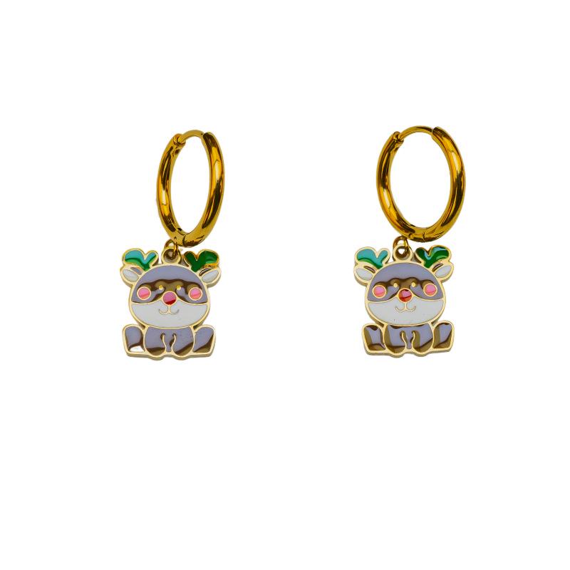 New Fashion Christmas Earrings: Creative Snowman & Tree Design In Stainless Steel