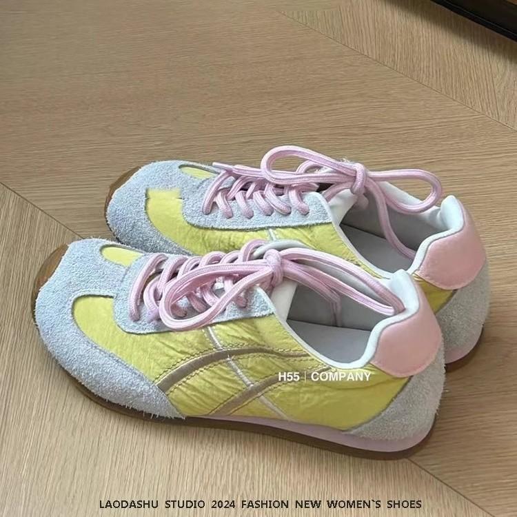 Soft leather version~ Dexun shoes women's 2025 spring new retro lace-up versatile casual shoes round head color matching Forrest Gump shoes