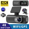 4K Ultra HD Dual Lens Auto Dash Recorder, Super Wide Angle Night Vision, Front Rear Recording with WiFi & Built-in GPS Module